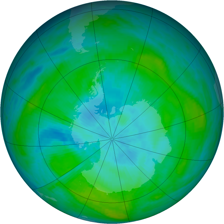 Antarctic ozone map for 22 February 1982